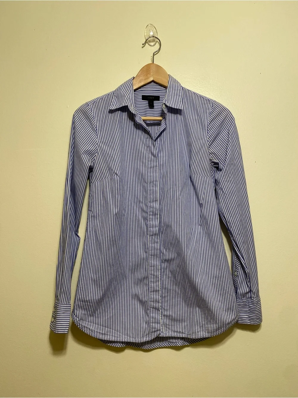 J. Crew Classic Blue and White Stripe Button-Up Shirt. Size 00. Style C9321